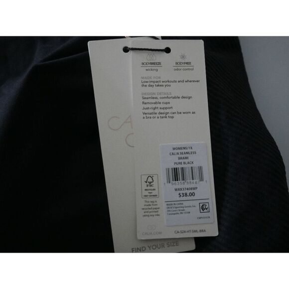 CALIA Women’s Seamless Brami Racerback Sports Bra Tank Top Black 1X - Picture 8 of 10